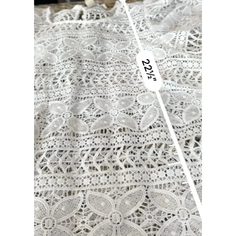 Dolan Anthropologie Puff-Sleeve Bow Back Ivory Lace Pullover Lined Top Sz Large
